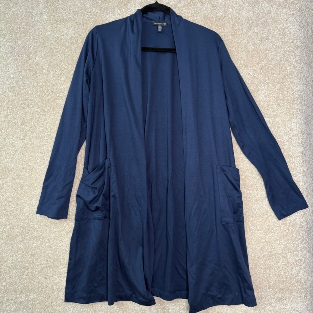 EILEEN FISHER Open Front Long Cardigan Sweater Women's XSโ Minimalist Simple